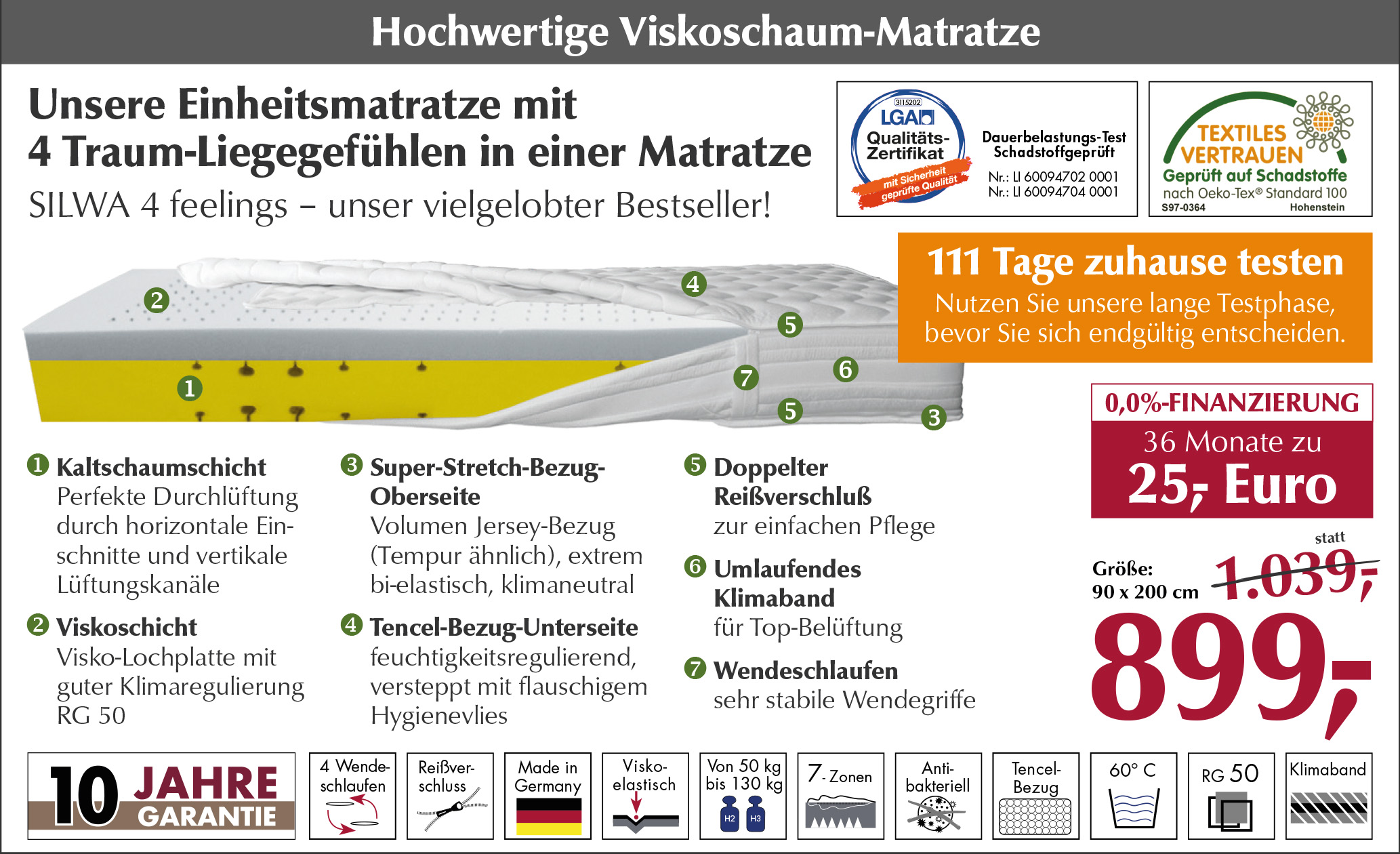 Aktionstage Silwa 4feelings Einheitsmatratze